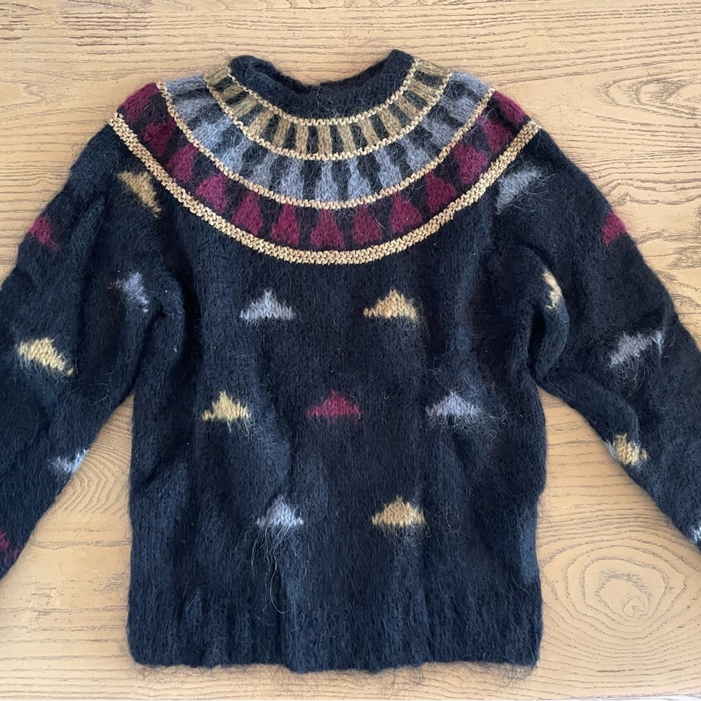 Unique designer mohair blend sweater from London.